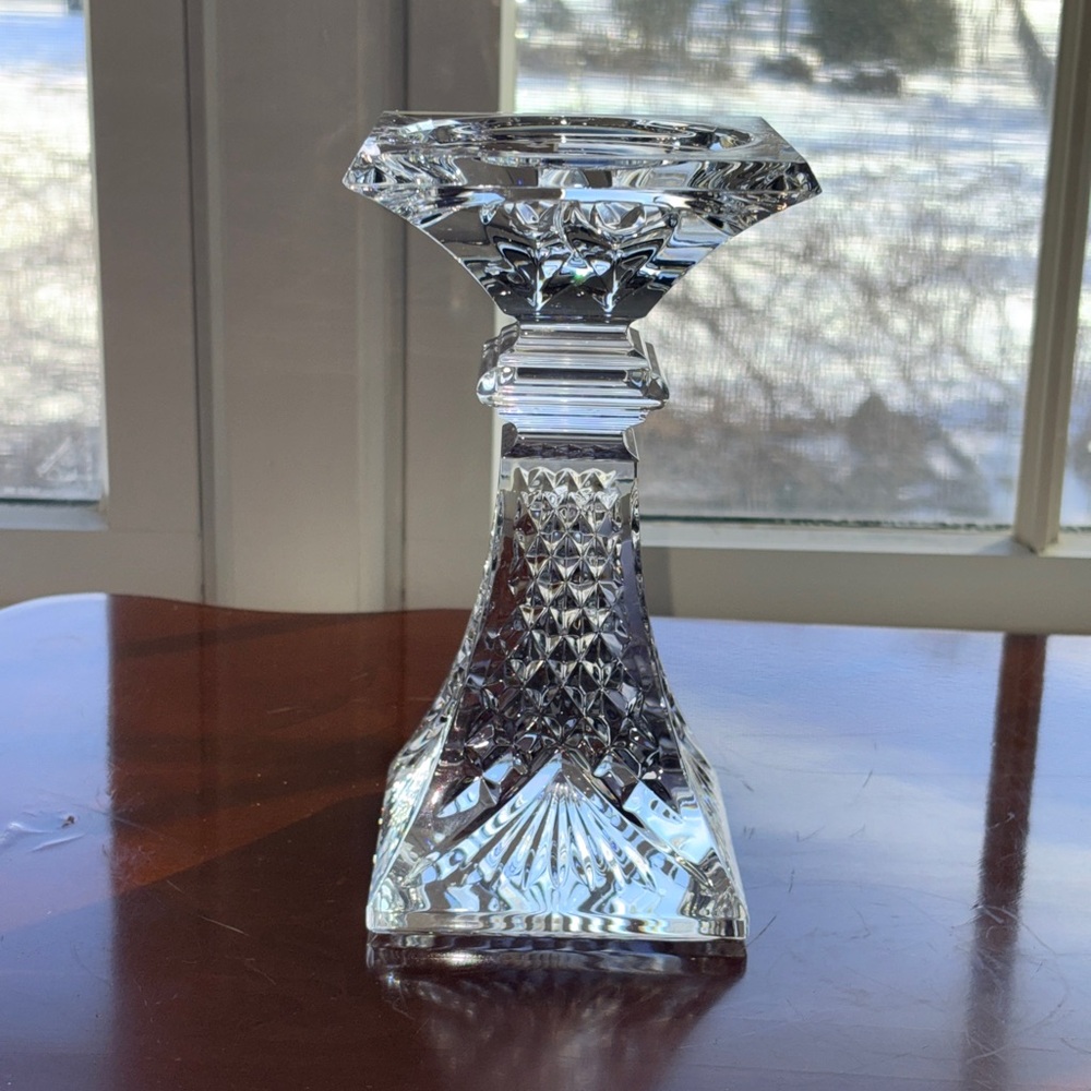 Signed Waterford Crystal Pedestal Candle Holder| Architectural Statement Decor - Picture 9 of 10